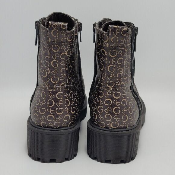 Guess Los Angeles Womens Brown Logo Ankle Combat Lace Up Boots Side Zip Sz 8.5M - Picture 4 of 12